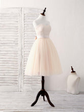 Simple Sweetheart Tulle Short Prom Dress Champagne Bridesmaid Dress